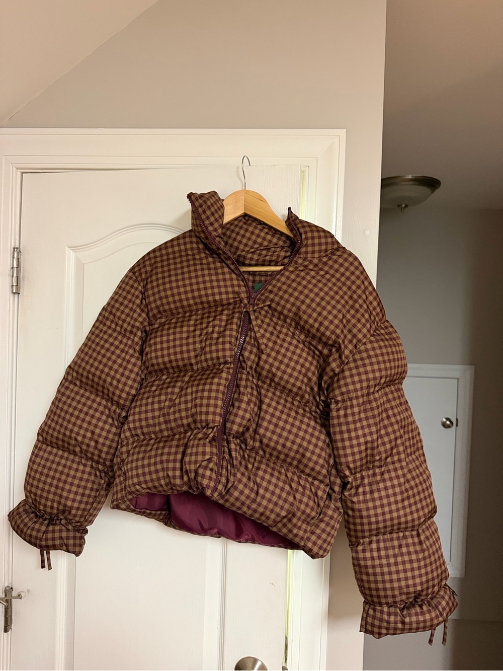 wild fable Brown Checked Puffer Jacket